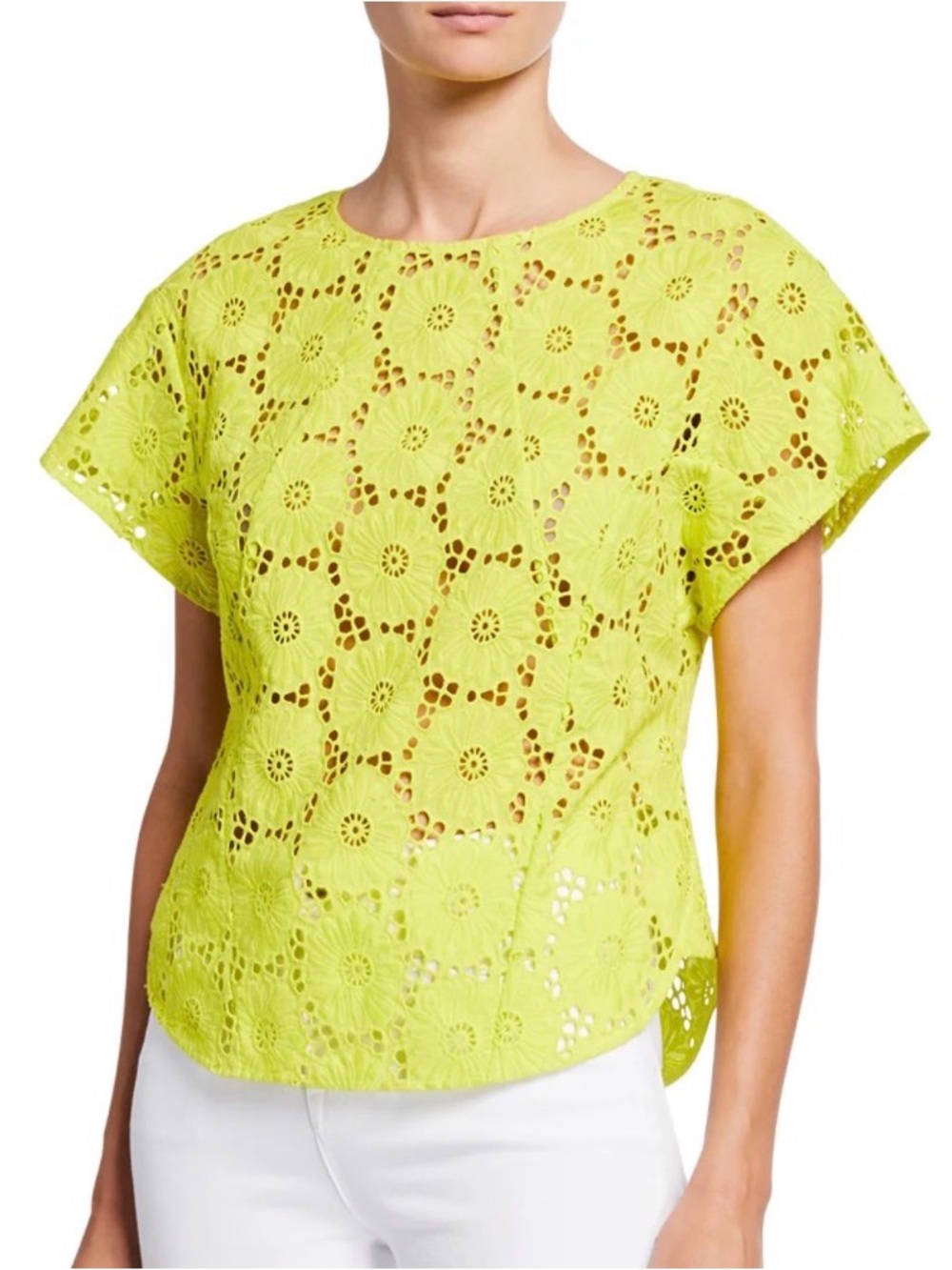 NWOT Diane von Furstenberg
Nellie Floral Lace Short-Sleeve Cropped Top